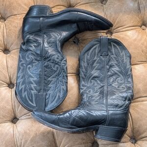 Dan Post Black Leather Western Cowboy BOOTS Mens Size 10.5 D